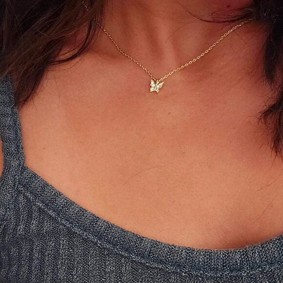 Neiman Marcus 14K Gold Plated Butterfly Necklace - Picture 1 of 4